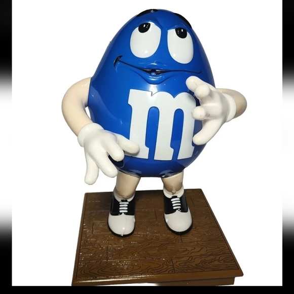 2 Vintage Large M&M Candy Dispensers Yellow Blue Peanuts Recliner TV Remote EUC - Picture 3 of 10